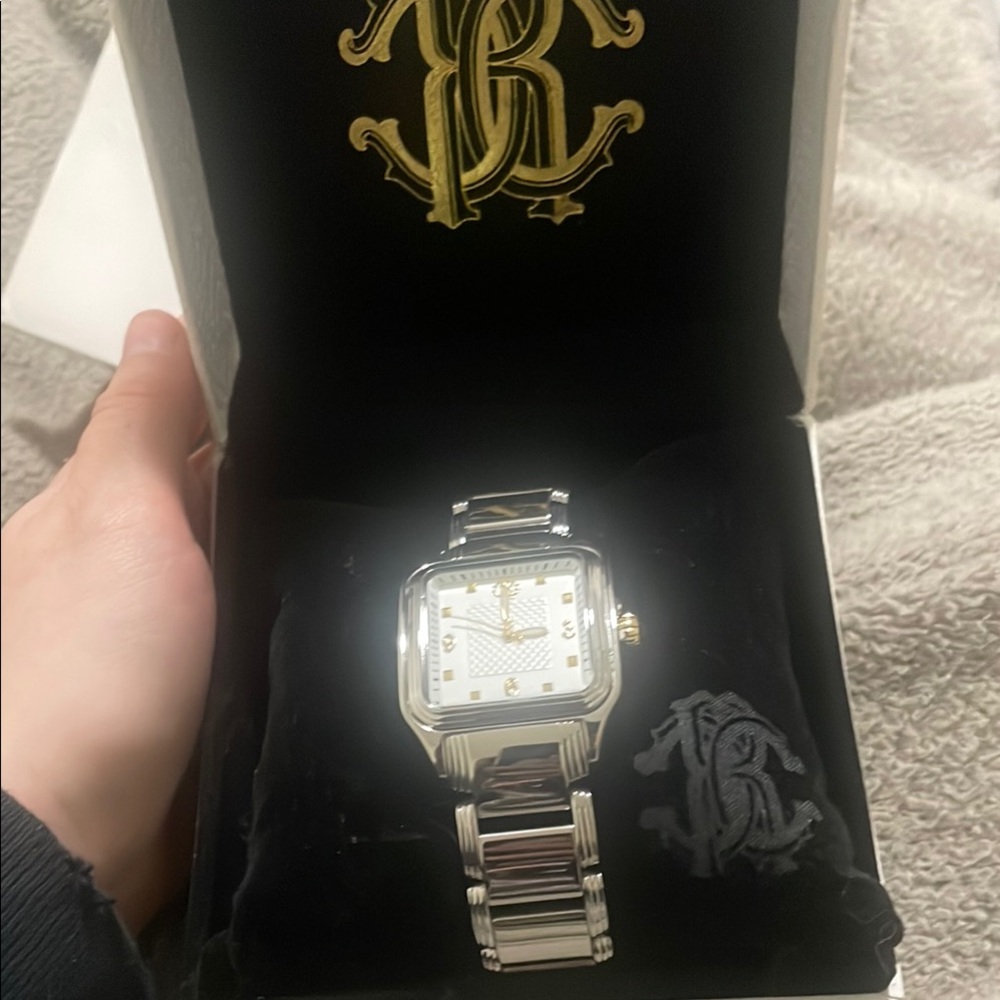 Roberto Cavalli Silver Watch with Gold Accents